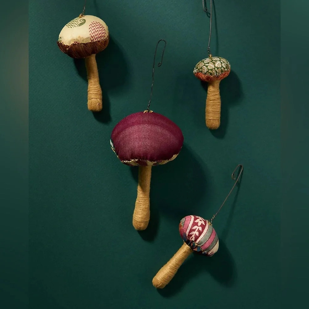 Anthropologie Sari Mushroom Ornaments, Set of 4 - Picture 1 of 4
